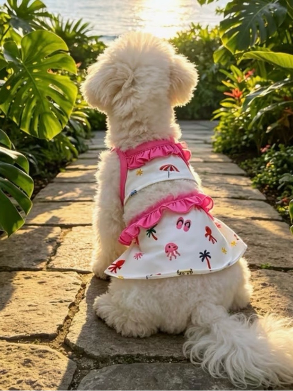 *NEW* Cute Pink Ruffle Beach Swimsuit for Dogs - Sz XL